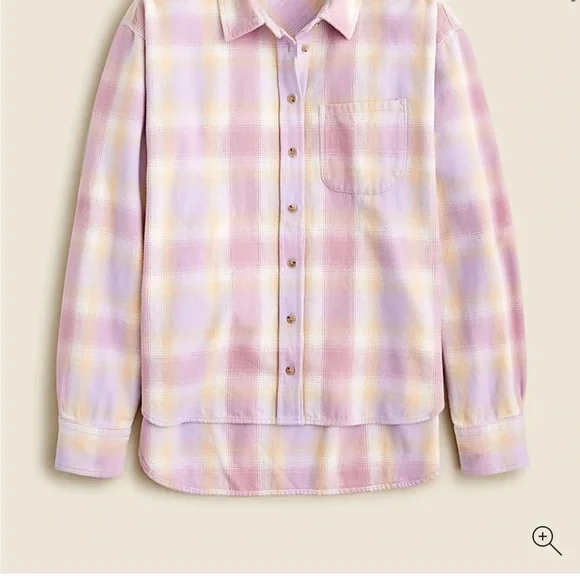 J. Crew Pink and Yellow Plaid Button Down Oversized cotton flannel shirt - Picture 1 of 8